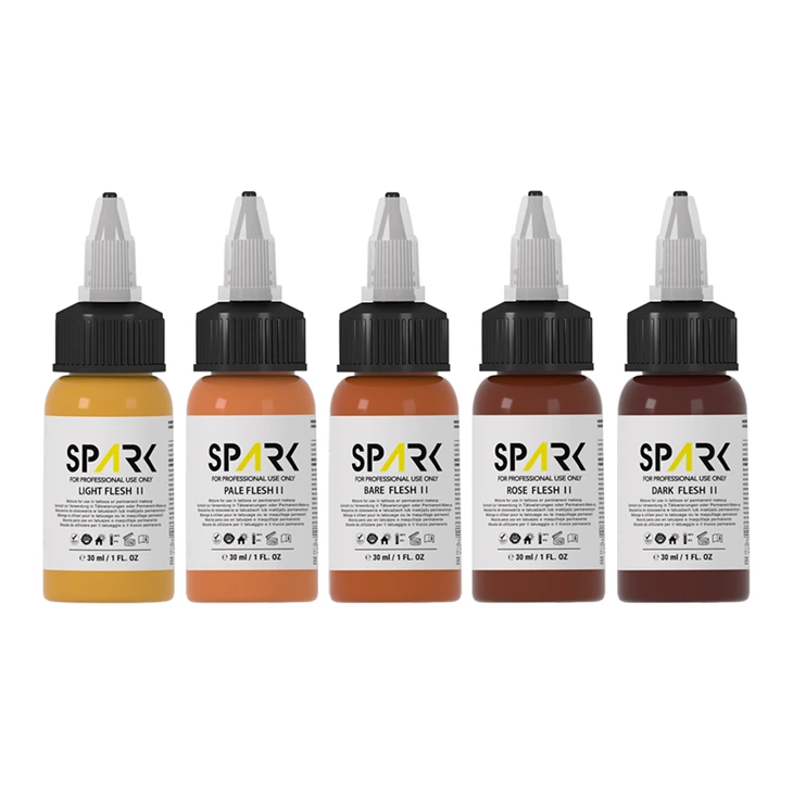 1oz Bottles Professional Spark Flesh Tone Tattoo Ink Set - EU REACH Compliant