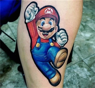 Mario Bross tetovažu učinio @ nacho_serrano_2012 iz Argentine s #sparkcartrid...