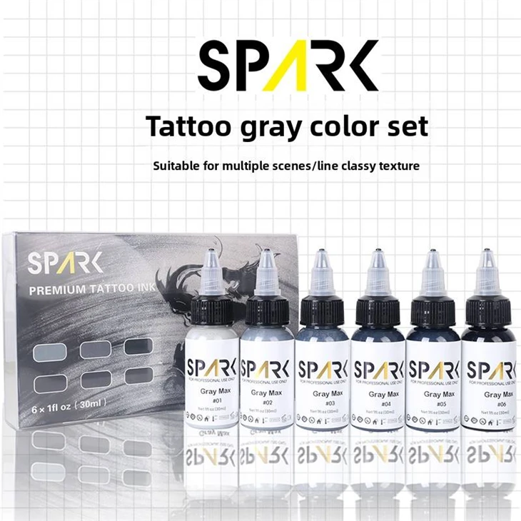 Profesionalni prilagođeni trajni tetovaža set tinte od 30 ml/1oz iskra sivi pigment kit organski za umjetnike