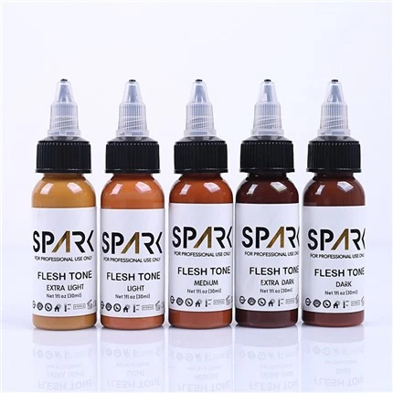 1OZ Ink Series Spark Tattoo Ink Set od 5 komada u boji kože za prekrivanja, miješanje kozmetičkih tetovaža