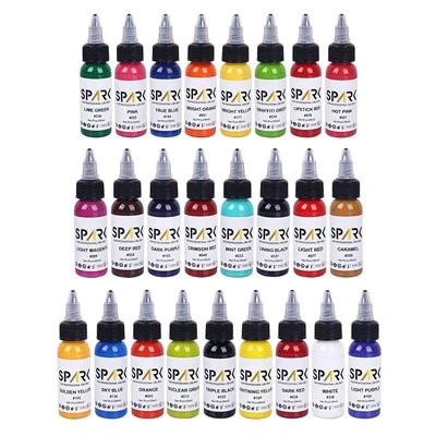Spark High - Kraj 1oz Premium Fast Smoo, trajni prilagođeni 25 boja seta iskričava tinta za tijelo i tetoviranje
