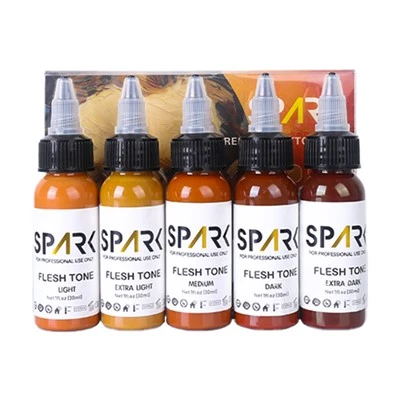 Spark Professional Premium 30ml Organski set tona kože s 5 boja tetovaža za trajnu šminku i tjelesnu umjetnost