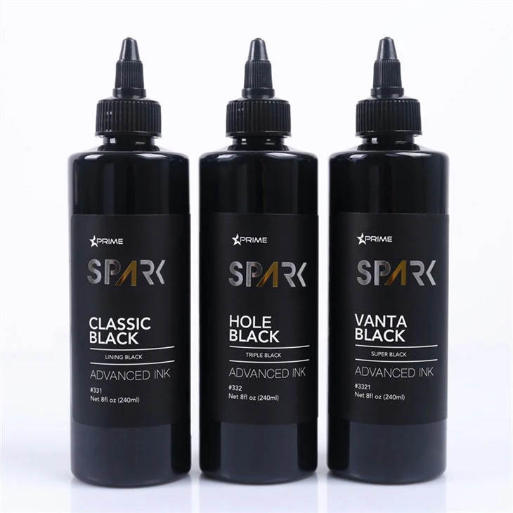 Serija crne tinte od 8 OZ Classic Black Lining Black Spark tinta za tetoviranje Profesionalni zaslon s tintom za tetoviranje